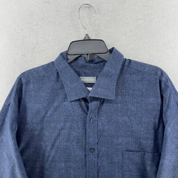 Michael Kors Button Up Shirt Mens 20 34/35 Blue Airsoft Stretch Long Sleeve - Picture 6 of 11